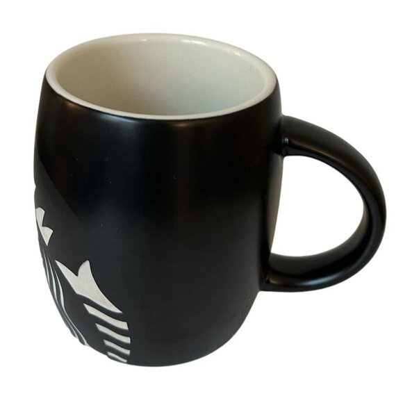 Starbucks 2011  Black Ceramic Mug With Iconic Siren Logo 4" Tall Coffee Tea Cup - Picture 2 of 3